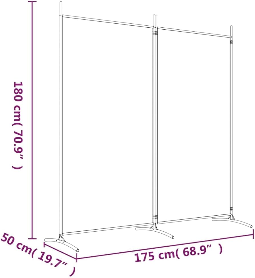 175 × 180 cm 2-Panel Folding Fabric Room Divider – 3 Colours