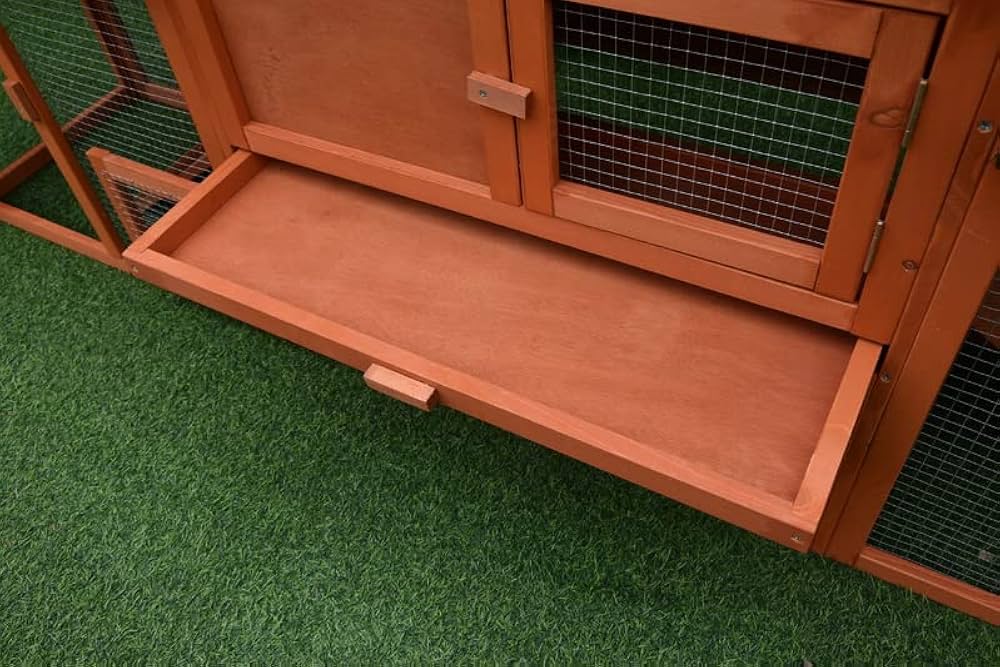 Double-Run Fir-Wood Rabbit Hutch – 210 × 45.5 × 84.5 cm