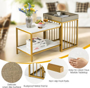Faux-Marble Nesting Tables with Tray Top – Set of 2