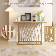 120 cm Gold & White Faux-Marble Console Table