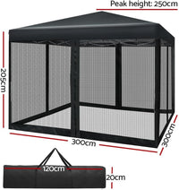 3 x 3 m Pop-Up Gazebo with Mesh Walls – 3 Colours