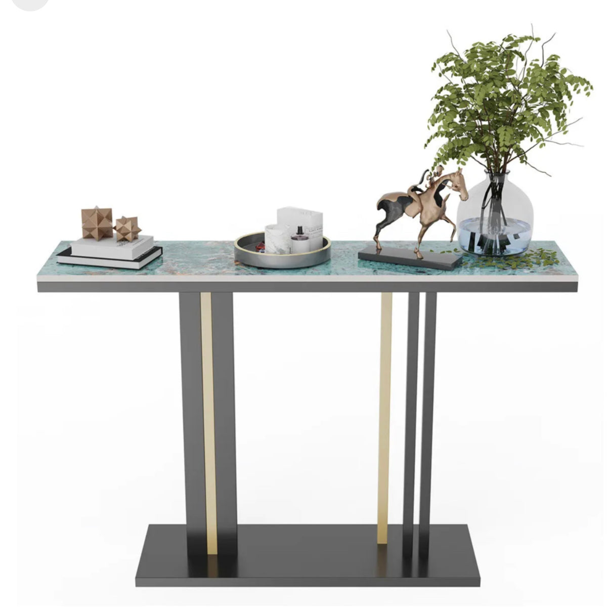 Emerald-Green Marble Console Table