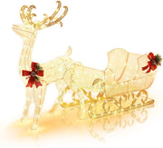 6 ft Pre-Lit Reindeer & Santa Sleigh Yard Display