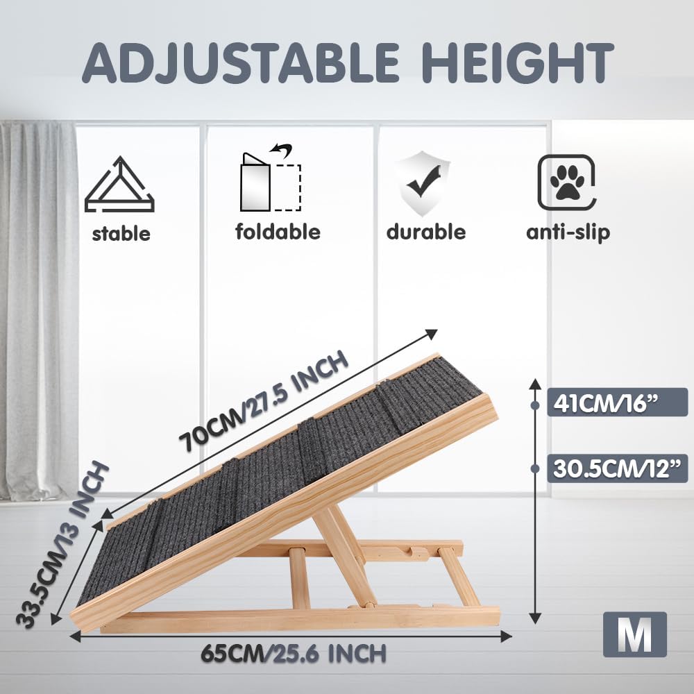 Foldable Wooden Pet Ramp – 70 cm Long, 30.5/41 cm Heights