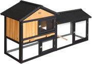 Chicken Coop Large Rabbit Hutch, Coops Wooden Pet House Run Cage Walk in Door Guinea Pig Ferret Feeder Bunny Hen Chook, Outdoor Metal Roof Tray Hatch Nesting Box Farm DIY