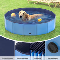 Round Foldable Dog Pool with Drain – 3 Sizes