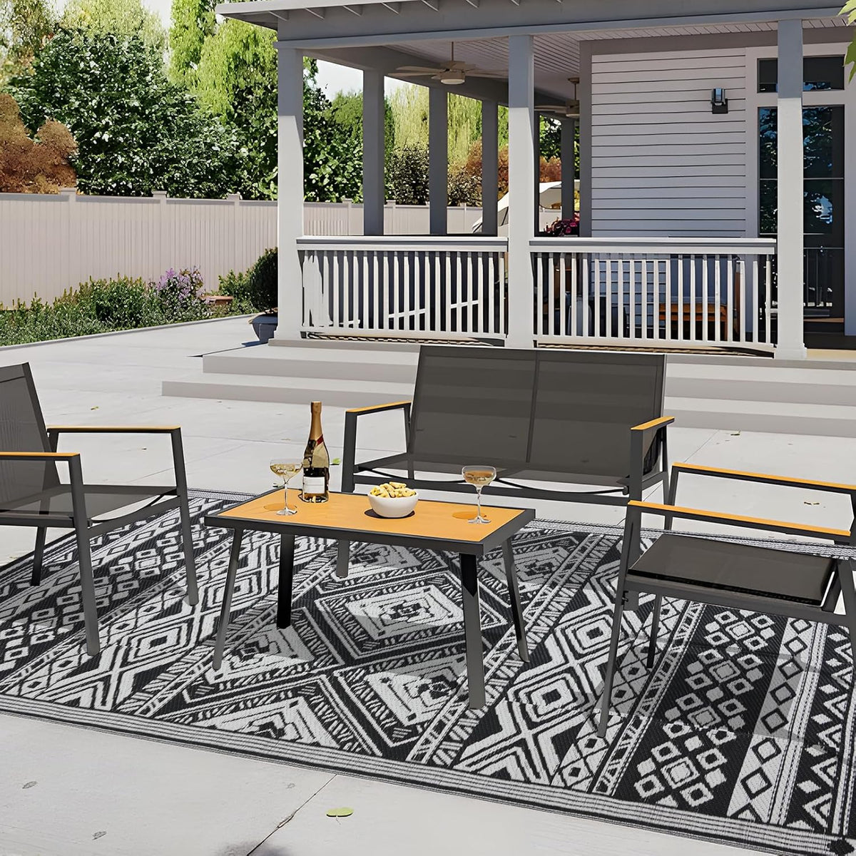 180 × 270 cm Reversible Plastic-Straw Outdoor Rug