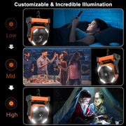 20,000 mAh Rechargeable Camping Fan with LED Light & Hook