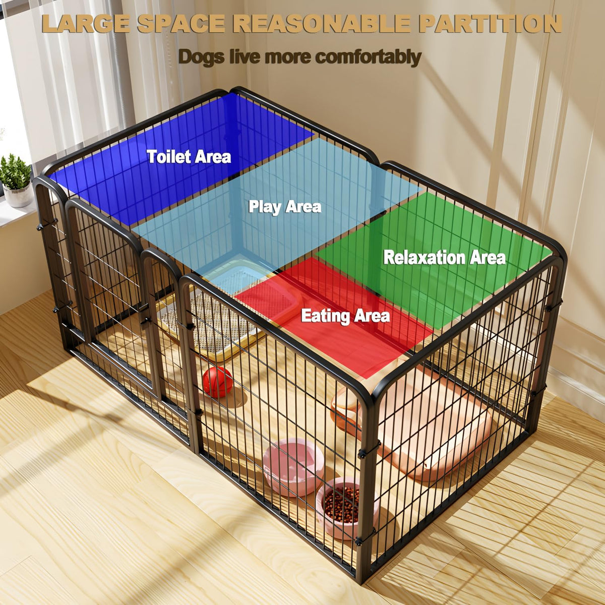6-Panel Foldable Metal Dog Playpen with Door – 120 × 60 × 60 cm