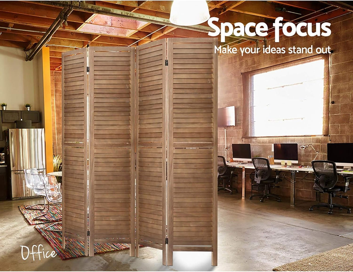 Paulownia-Wood 4-Panel Folding Room Divider – Brown or White