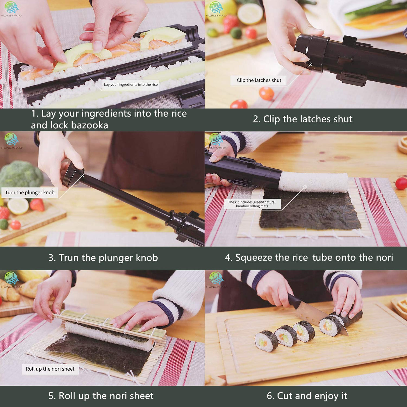 All-in-One Sushi-Making Kit with Bazooka, Mats & Knife