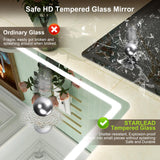 700 x 1000MM LED Bathroom Mirror with Lights, Wall-Mounted with Bluetooth Speaker, Anti-Fog, 3 Color Temperature, Dimmable Brightness, Tempered Glass, Frontlit & Backlit