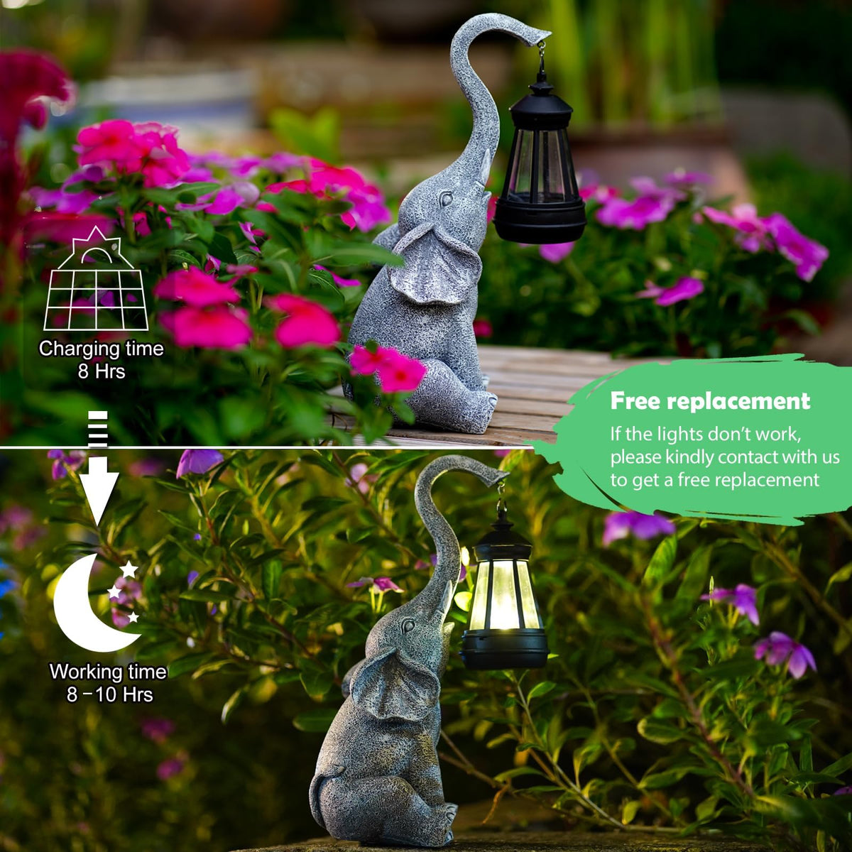 Elephant Statue for Garden Decor with Gift Appeal - Ideal Gifts for Women, Mom or Birthdays, Beautifully Crafted Outdoor & Home Decor to Wow Your Guests (33.5 CM Elephant)