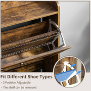 Rustic-Brown Shoe Cabinet with 2 Flip Drawers