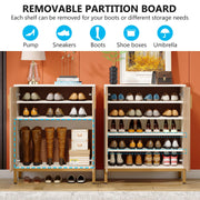 80 × 38 × 77 cm White Shoe Cabinet with 5 Shelves & 2 Doors