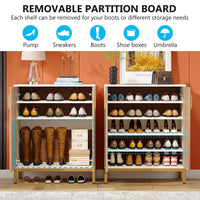 80 × 38 × 77 cm White Shoe Cabinet with 5 Shelves & 2 Doors