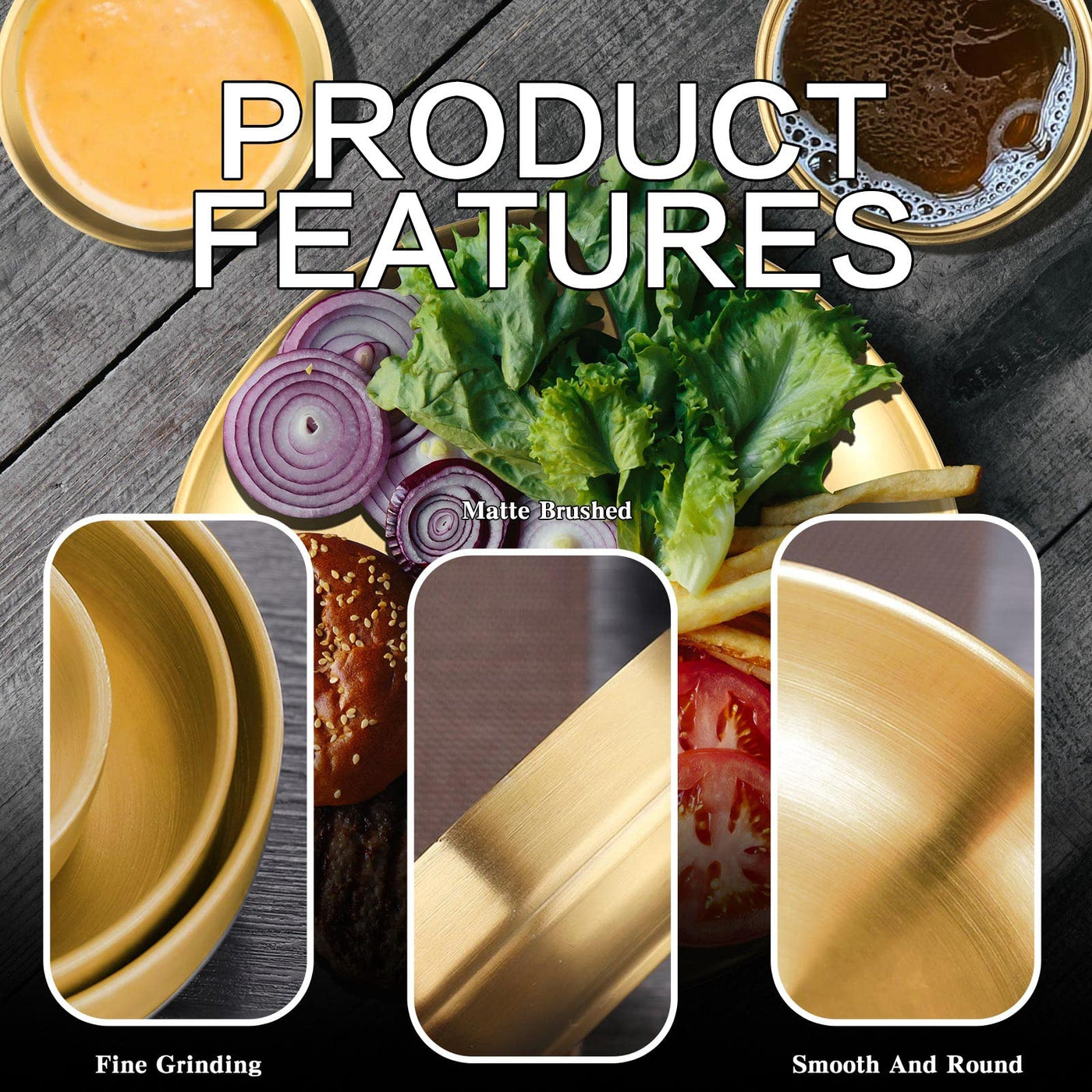Gold Stainless-Steel Dinnerware Set – 8 Pieces
