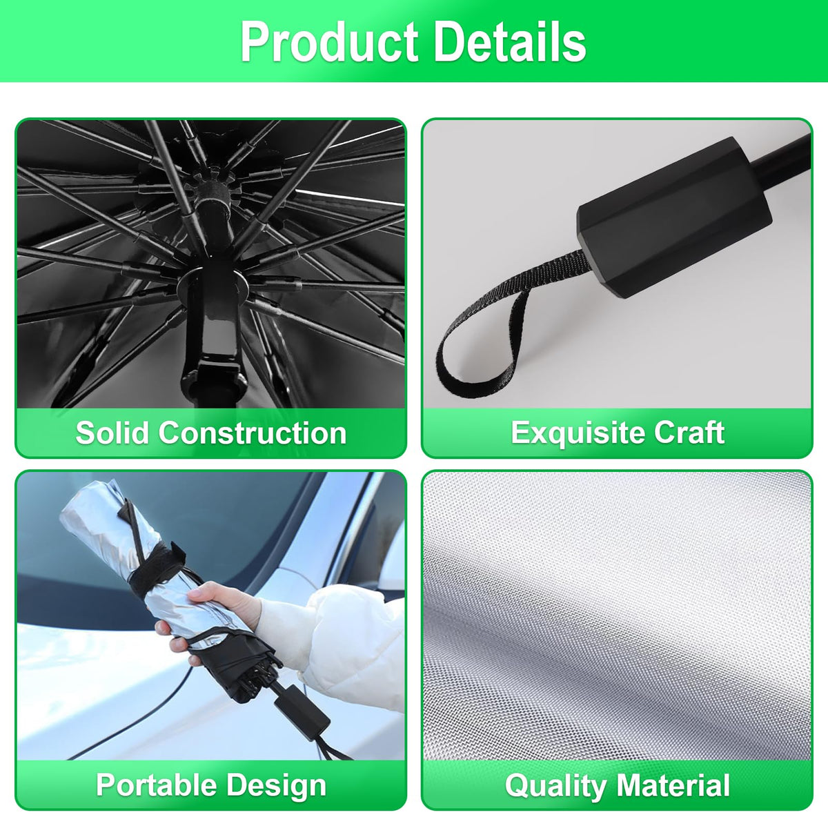 Large 57 × 31in Folding Windshield Sun-Shade Umbrella