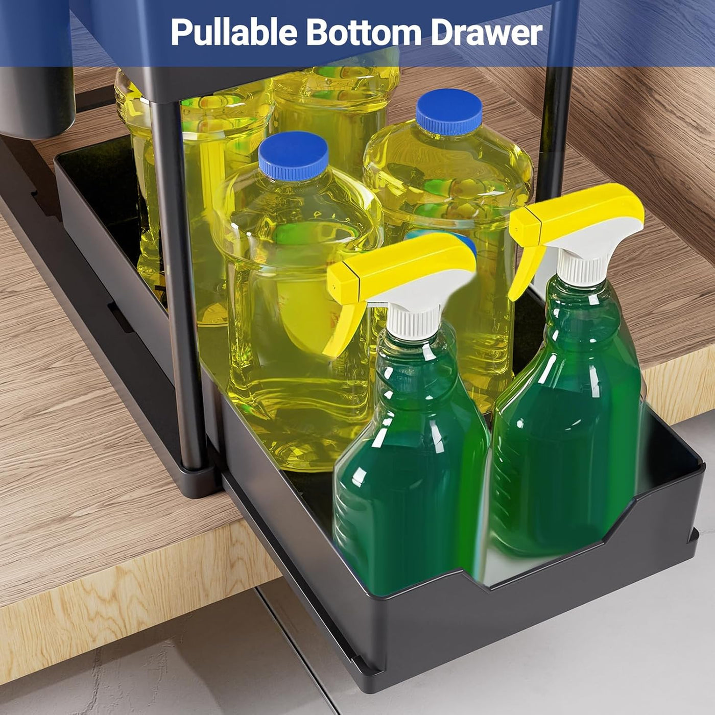 2-Tier Pull-Out Under-Sink Organiser – Black or White