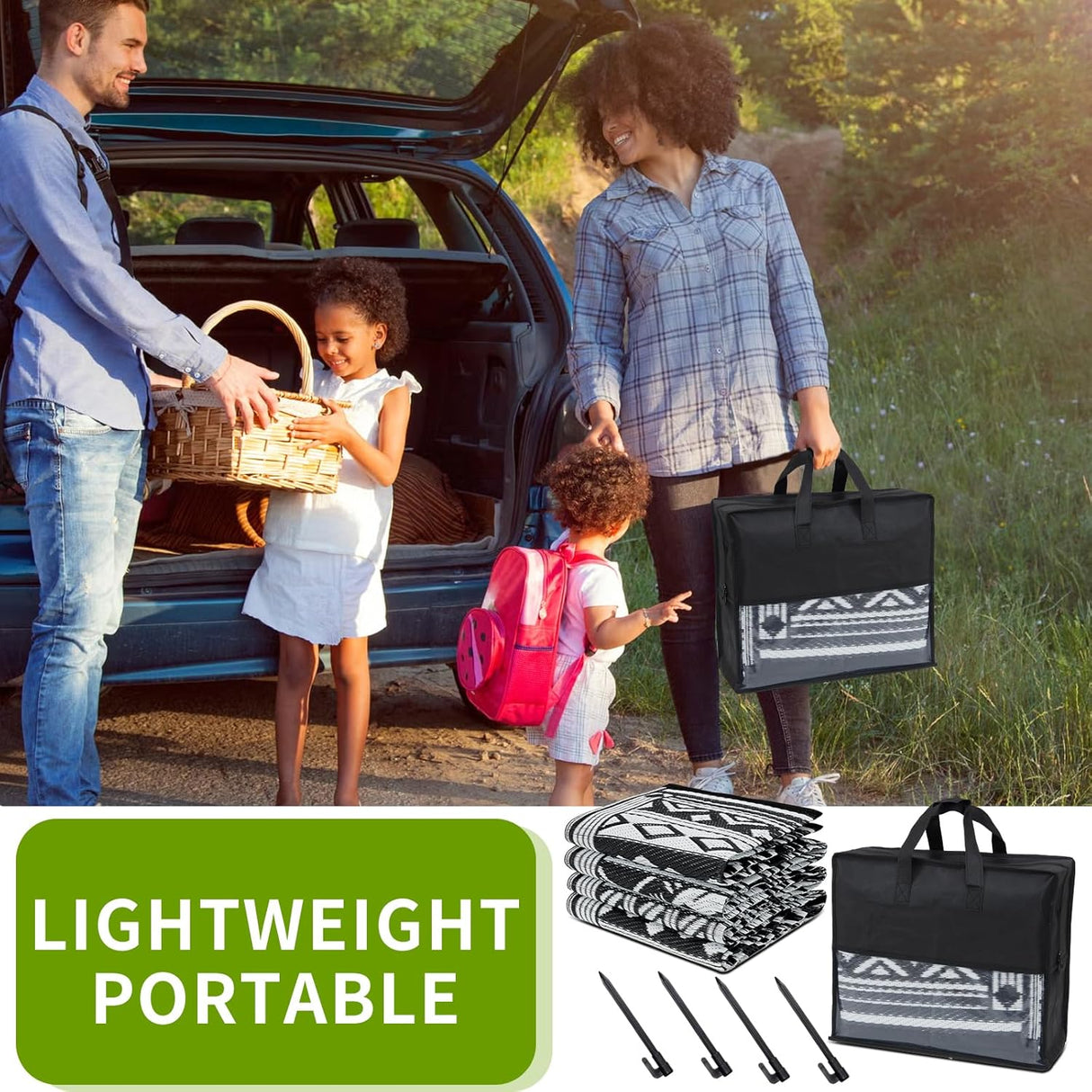 Reversible Waterproof Outdoor Rug 180x270cm, Outdoor Plastic Straw Rug for Patios Clearance, Outdoor Area Rug Carpet RV Mat for Camping Backyard Deck Porch