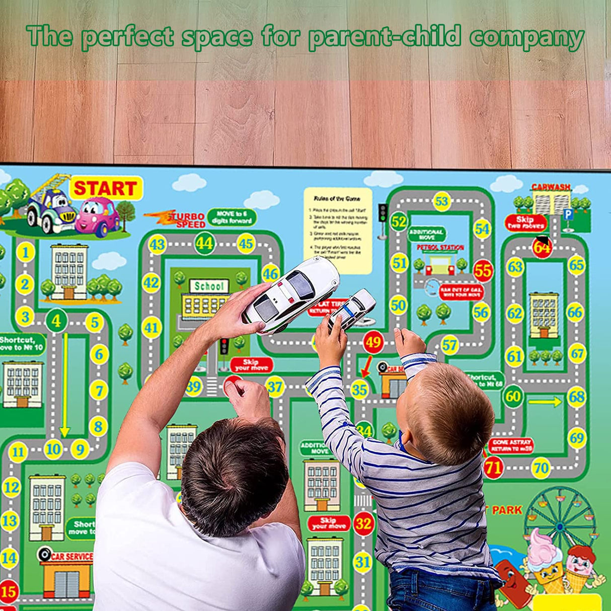 Play Mat Kids Rug Carpet Playmat Extra Large Learn Have Fun Safe Road Traffic System Multi Color Study Activity Centerpiece Play Mat for Playing with Cars for Bedroom Playroom