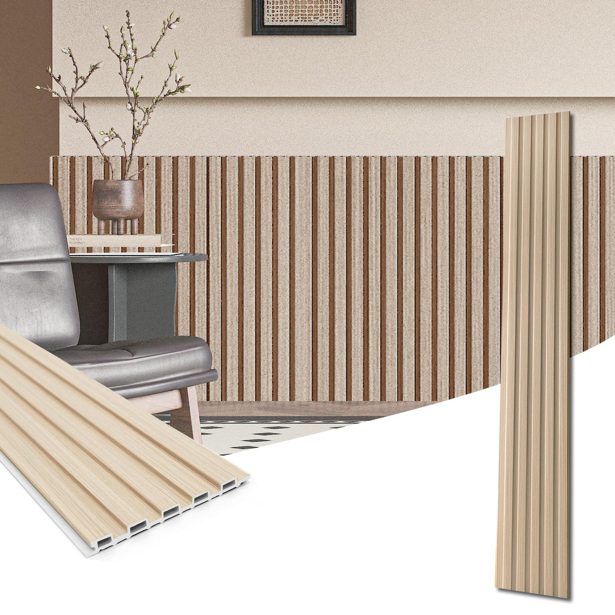 122 × 16 cm WPC Slat Wall Panels – 16 Pack, 2 Finishes