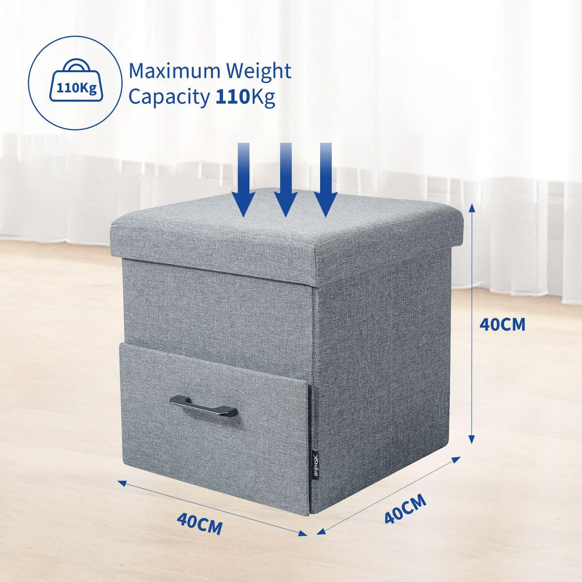 40 cm Folding Storage Ottoman Cube with Drawer