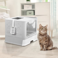 Extra-Large Enclosed Cat Litter Box with Drawer & Scoop