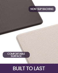 2-Piece Beige & White Cushioned Kitchen Mat Set – 43 × 74 & 43 × 150 cm