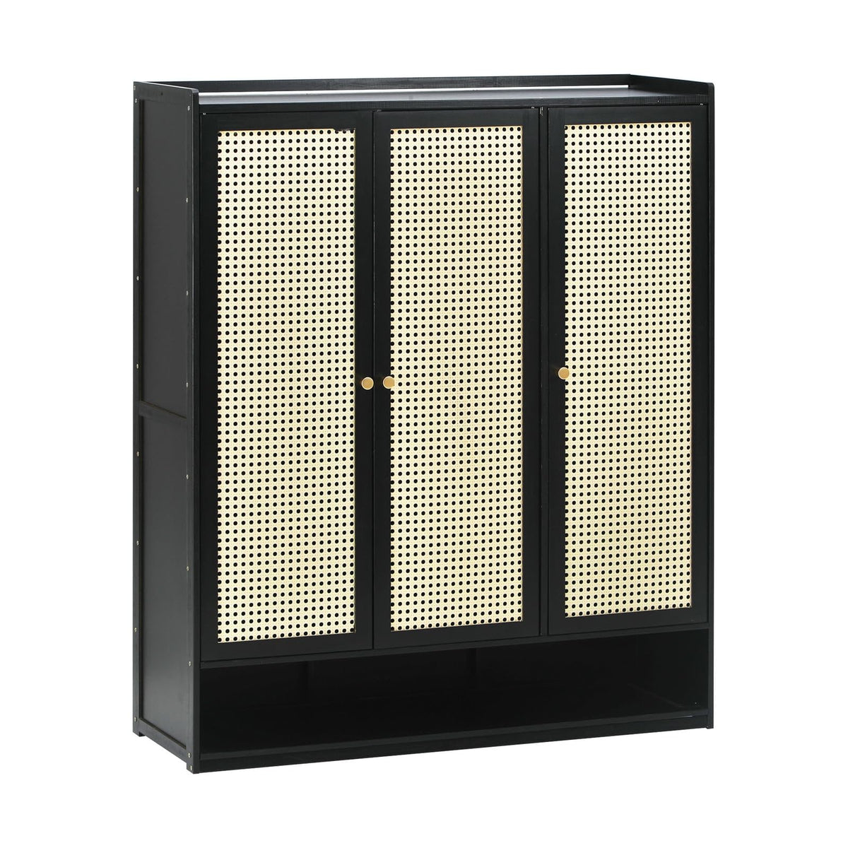 3-Door Rattan-Style Shoe Cabinet with 12 Shelves