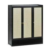 3-Door Rattan-Style Shoe Cabinet with 12 Shelves
