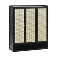 3-Door Rattan-Style Shoe Cabinet with 12 Shelves