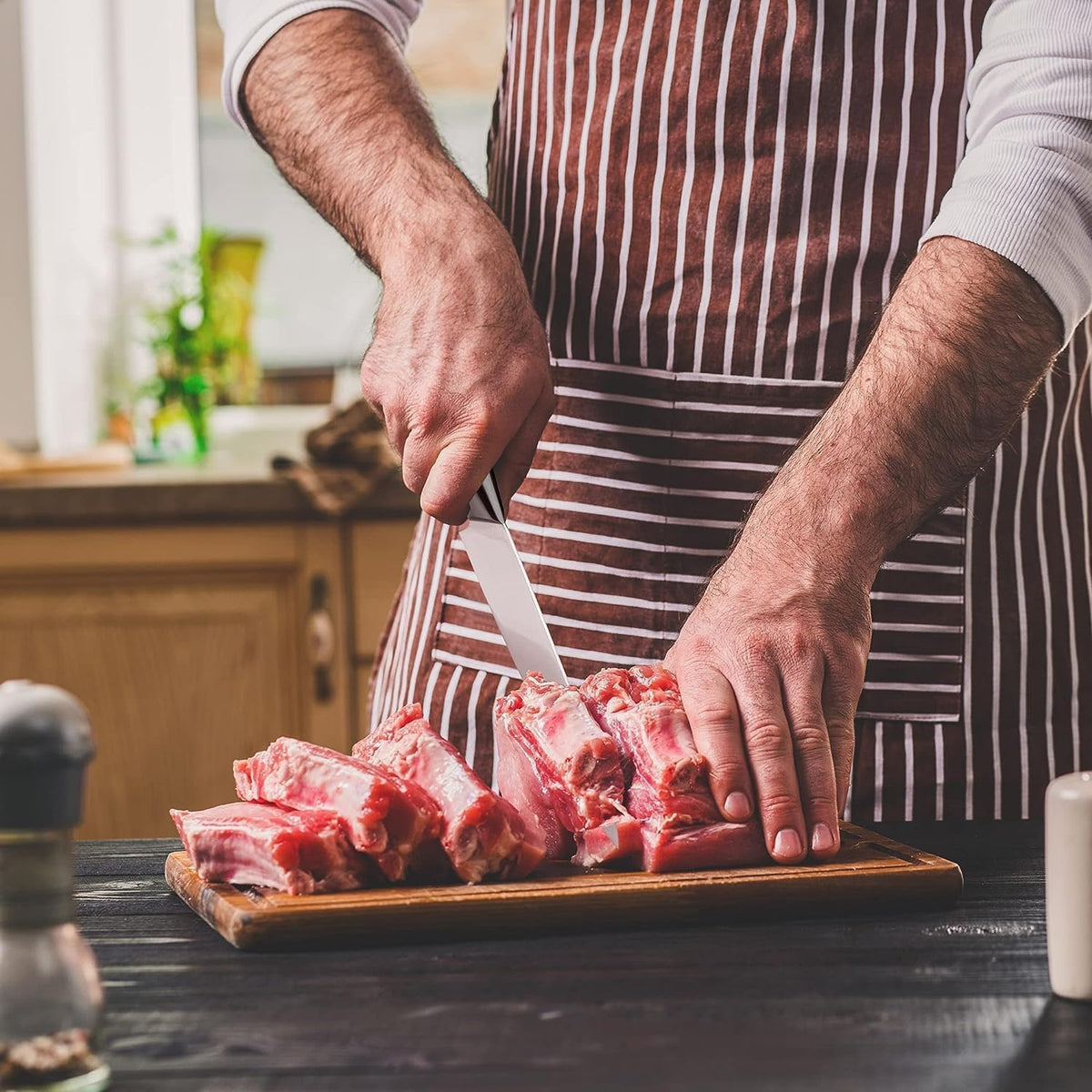 Stainless-Steel Kitchen Knife Set with 360° Rotating Block