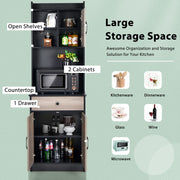 Black 3-Door Buffet Cabinet with Drawer & 4 Adjustable Shelves
