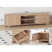 120 cm Wooden TV Cabinet with 2 Drawers & Shelves