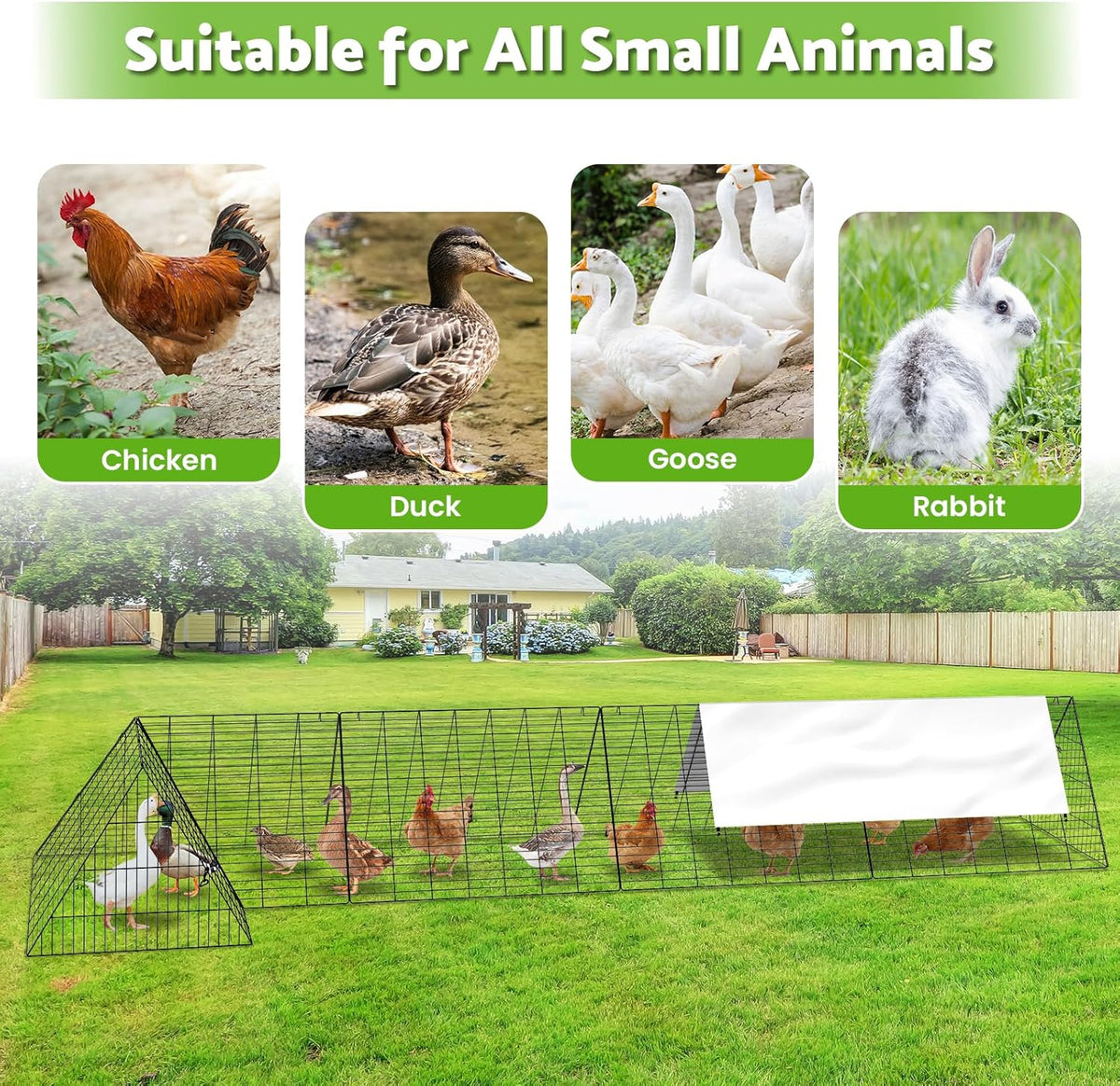 4m Portable Chicken Run Tunnel with Weather Cover