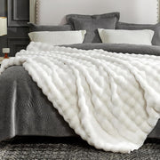 Plush Bubble Faux-Fur Throw Blanket – 14 Colour & Size Options