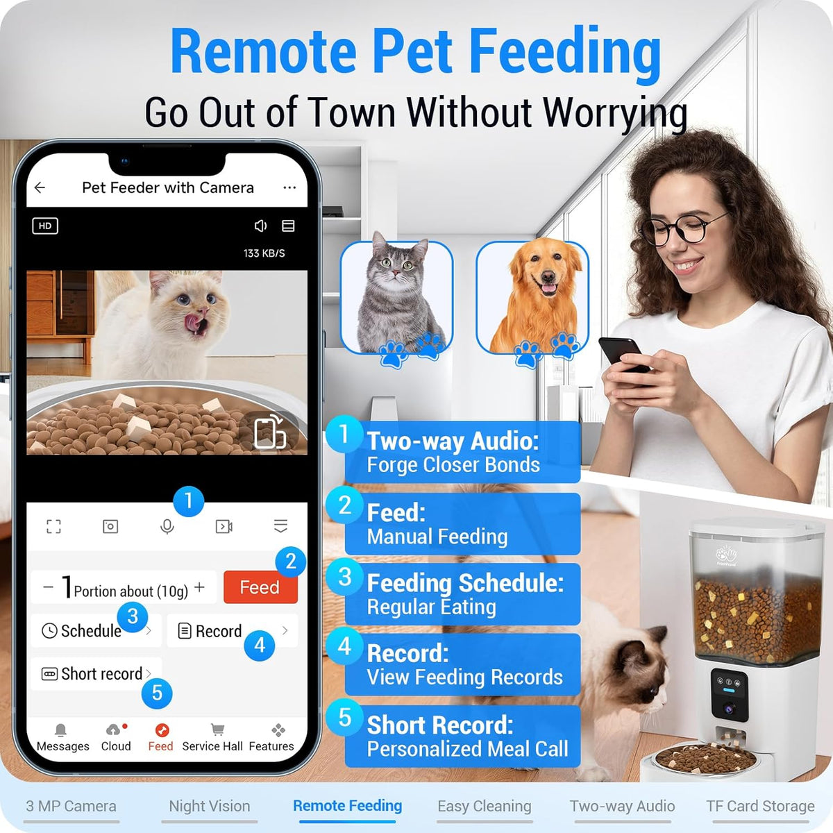 7 L Automatic Pet Feeder with 2K Camera & Dual-Band Wi-Fi