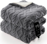 ROYGROW Electric Blanket King, 200x180cm Thick Milk Fleece Heated Blanket with 10 Heating Levels and 9 Time Settings, SAA Certified Overheat Protection Machine Washable Fast Electric Blanket, Grey