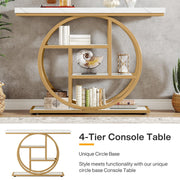 105 cm 4-Tier Industrial Console Table – White & Gold