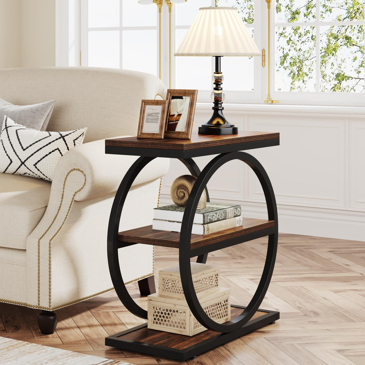 Narrow 3-Shelf Industrial Side Table