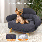 Elevated Wooden Pet Sofa with Washable Cushion – 3 Options