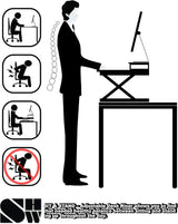 SHW 36-Inch Height Adjustable Standing Desk Converter Sit to Stand Riser Workstation, Rustic Brown