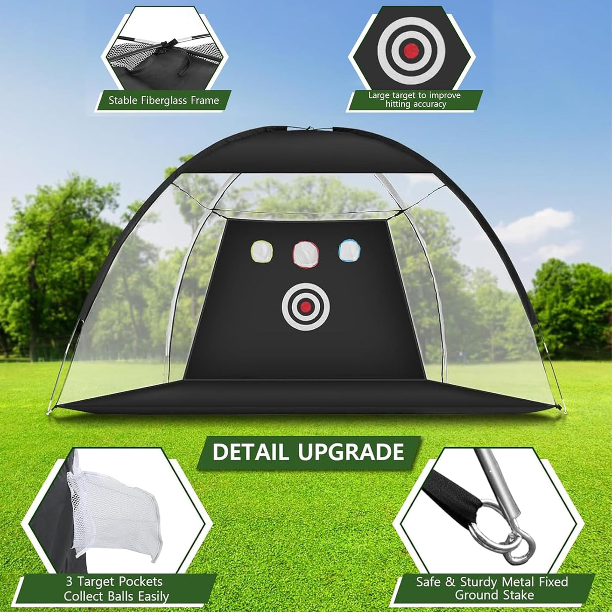 300 * 210 * 180Cm Golf Practice Net, Golf Training Net for Backyard Chipping Driving, Garage, Outdoor/Indoor