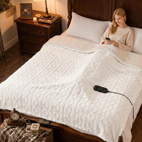 ROYGROW Electric Blanket King, 200x180cm Thick Milk Fleece Heated Blanket with 10 Heating Levels and 9 Time Settings, SAA Certified Overheat Protection Machine Washable Fast Electric Blanket, Grey