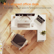 Reversible L-Shaped Desk with Shelves & Monitor Stand