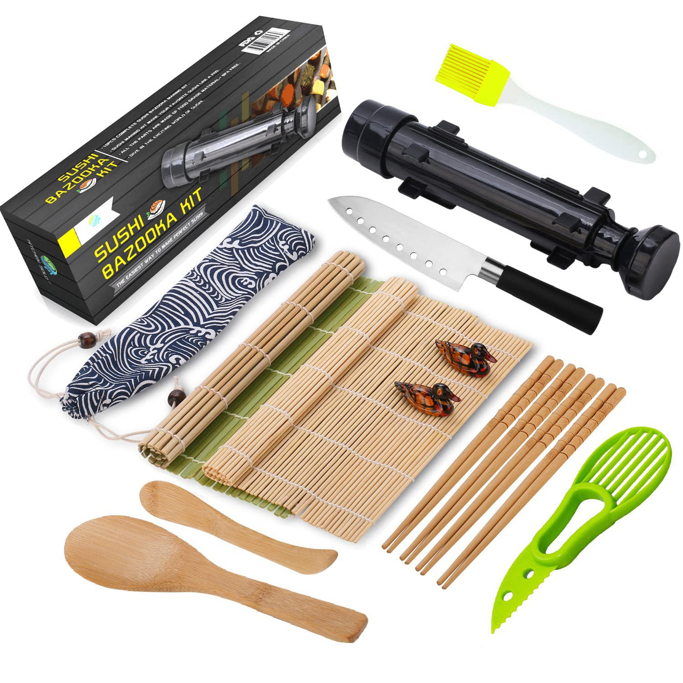 All-in-One Sushi-Making Kit with Bazooka, Mats & Knife