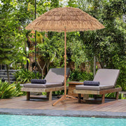 2 m Thatched Tiki Umbrella with Folding Stand & Carry Bag