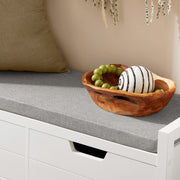 91 cm White Shoe Storage Bench with Removable Cushion