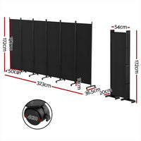 Artiss Rolling 6-Panel Room Divider – Black